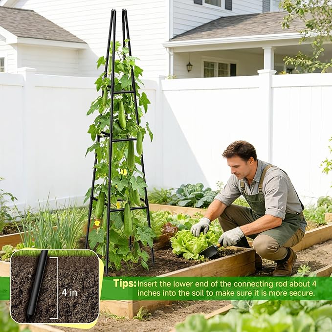 2 Pack Garden Obelisk Trellis for Climbing Plants Outdoor Indoor Pots Plant Trellis for Climbing Plant Support for Climbing Plants Garden Trellis for Indoor Potted Plants Vines Climbing Rose