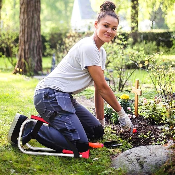 Knee Seat for Gardening Strap on Kneeling Device for Garden Protecting Knees Seat for Farm Work 2024 New Gardening Knee Seat Labor-Saving Tools for Pruning Weeding(Red)