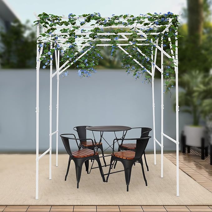 Grape Vine Trellis 6.56x4.92x6.56ft Heavy Duty Garden Trellis for Climbing Plants Large Steel Plant Support with ABS Base for Tomatoes Cucumbers Outdoor (White)