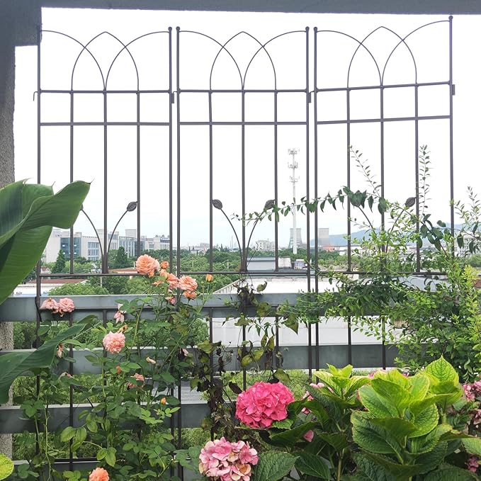 4 Pack Metal Garden Trellis 71 X 17.7 Rust-Resistant Trellis for Climbing Plants Outdoor Flower Support Brown Iron Brown Sturdy Metal Frame Outdoor Garden Decor Durable Garden Support
