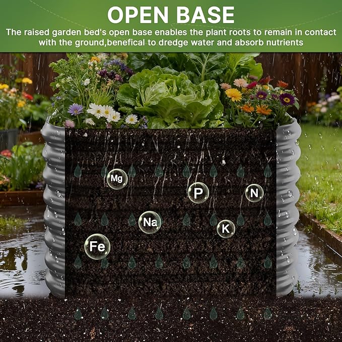 4 PCS Galvanized Raised Garden Bed Outdoor Metal Garden Bed for Vegetables Above Ground Garden Box for Flower Steel Raised Beds for Gardening - 2FT