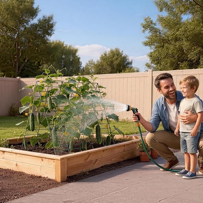 VEVOR Cucumber Trellis 35 x 55 Foldable A-Frame Garden Trellises for Raised Bed 4 Panels Metal Rustproof Outdoor Climbing Plant Support with Gloves for Vine Peas Beans Tomato Flowers