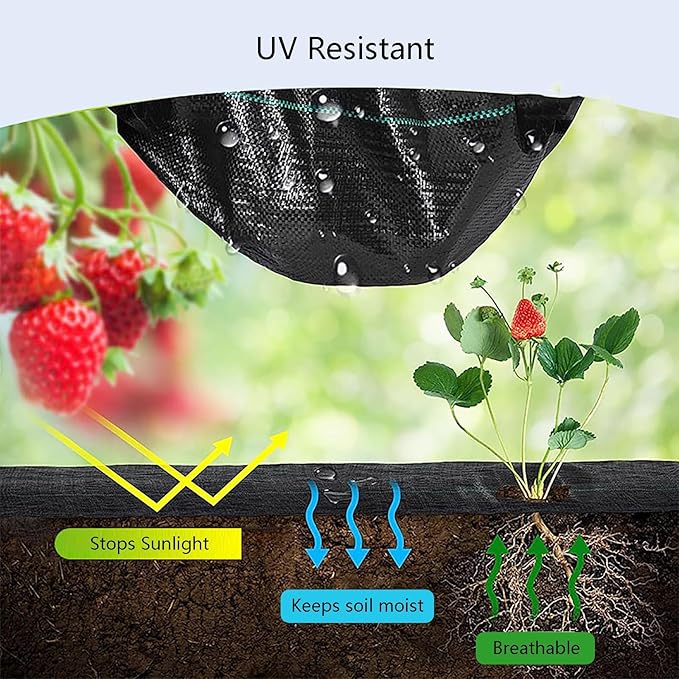 Weed Control Fabric Heavy Duty Garden Weed Membrane Cut Easily Ground Cover Membrane Weed Barrier Mat for Artificial Grass Patios Paths Flower Beds(1.2 * 100m)