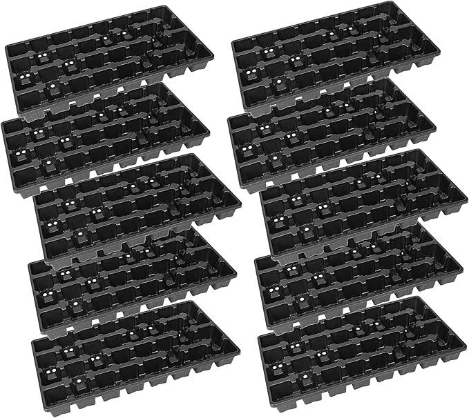SUNPACK 22 x 10.5 Heavy Duty 32-Cell Carrying Tray Black 2 (Pack of 10) - Ideal for Greenhouses or Indoor Gardening - Allows for Easy Transportation of Seedlings