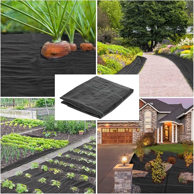 ABQ Weed Barrier Landscape Fabric 2.67Ft×300Ft (780sqft) 3.2oz Heavy Duty Weed Block Gardening Mat Garden Weed Control Ground Cover Cloth Fabric for Outdoor Underlayment Driveway