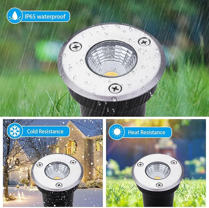 6PCS LED Beam Spotlight - Underground Light LED AC85-265V COB Garden Landscape Lights IP65 Waterproof Recessed Buried Lights for Outdoor Park Driveway Lighting(White10W)