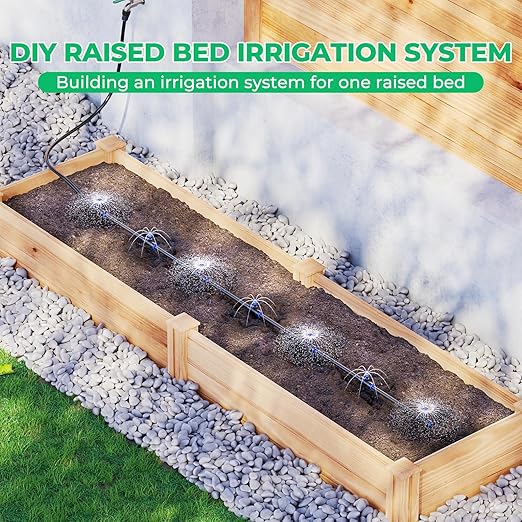 HIRALIY Raised Bed Drip Irrigation Kit Small DIY Garden Grid Watering System Garden Irrigation System for Raised Beds up to 2 x 8FT