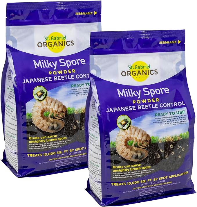 St. Gabriel Organics Milky Spore Powder 40oz Pack of 2 – Japanese Beetle Grub Killer for Lawns