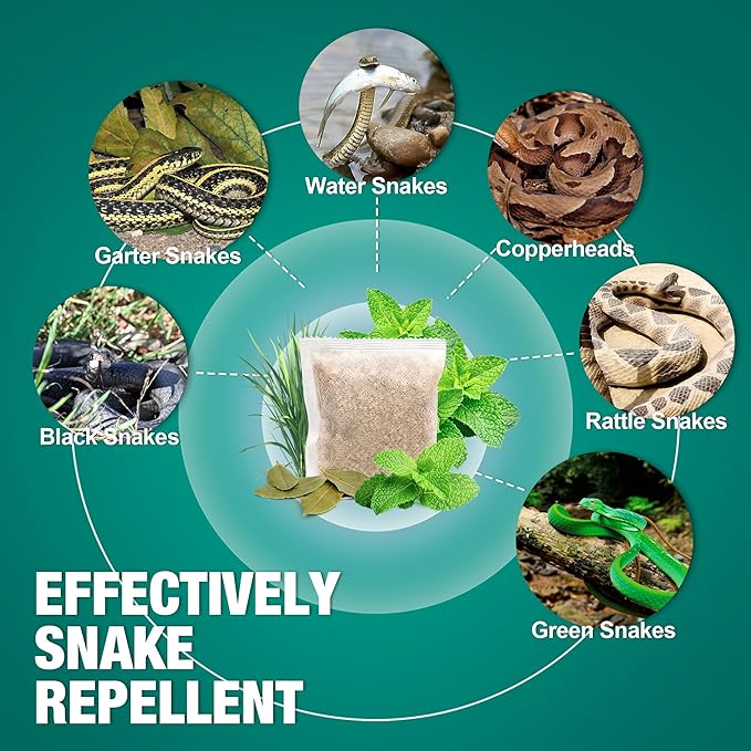 Snake Repellent for Yard Natural Snakes Away Repellent Pouches for Outdoor Indoor Snake Be Gone Deterrents for Outside Lawn Garden Camping Fishing Pets &amp Kids Safe (24 Pack)