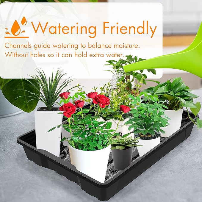 Gardzen 10 Pack Seed Trays Reusable Plant Grow Trays Ideal for Seed Starting Microgreens Indoor Gardening and Greenhouse Plant Nurseries - No Drain Holes 15.7 x 11.6