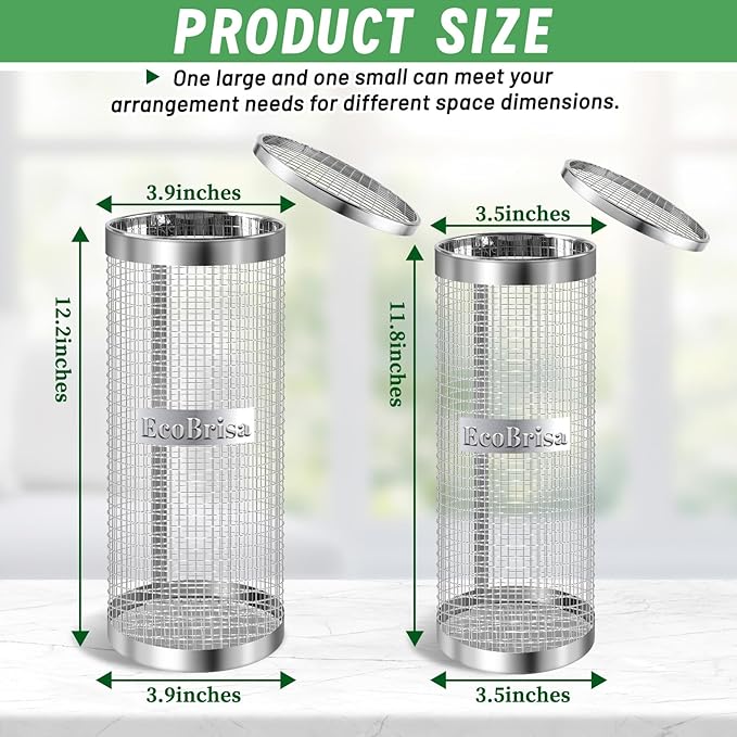 2 Pack Inground Worm Composting Bin Metal Compost Bin for Recycling Kitchen Food Waste Outdoor Worm Compost Bin with Holes and Lid Use in Outdoor Garden Vegetable Patch Backyard