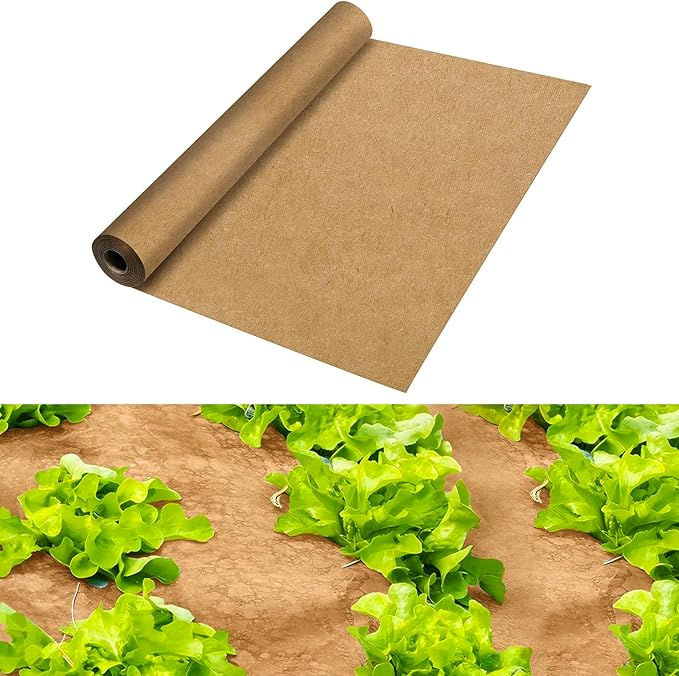 Biodegradable Paper Weed Barrier Roll Thickened Tear Resistance Garden Weed Barrier Heavy Duty Garden Paper Weed Control Landscape Paper Mulch Weed Mat for Outdoor Garden Lawn (3 x 100 FT)