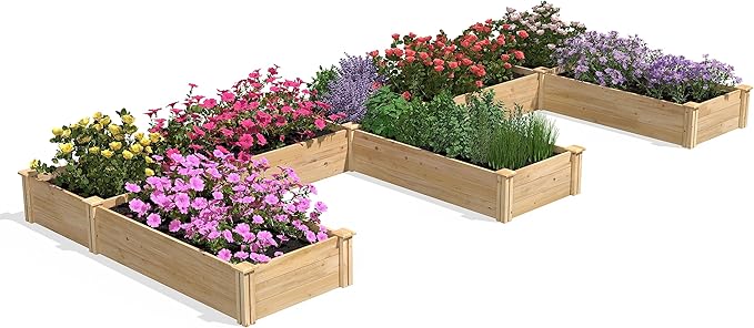 Greenes Fence Premium Cedar Raised Garden Bed 6' x 14' x 10.5 (3/4 Thick) E-Shaped Bed - Made in USA with North American Cedar