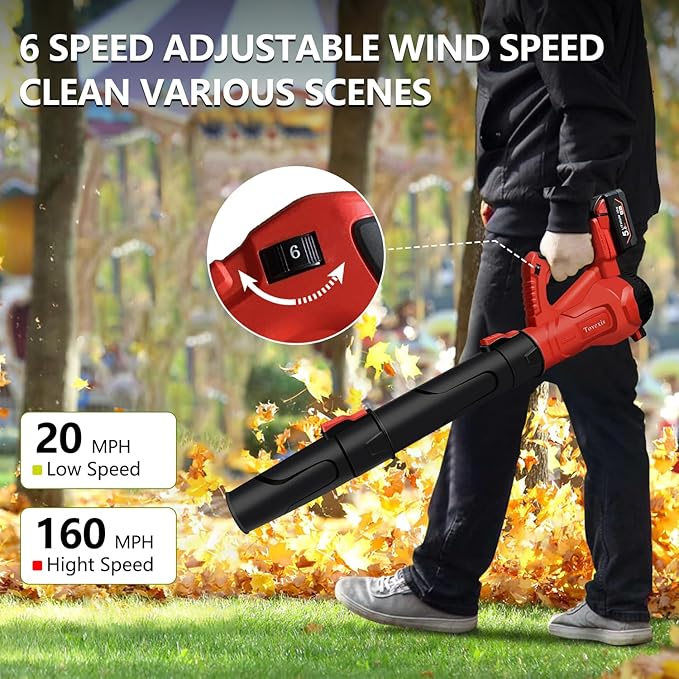 Leaf Blower Cordless for Milwaukee M18 Battery(No Battery) - 580CFM &amp 6 Speed Levels Electric Brushless Cordless Handheld Blower for Town Care Patio Blowing Leaves and Snow (Black &amp Red)
