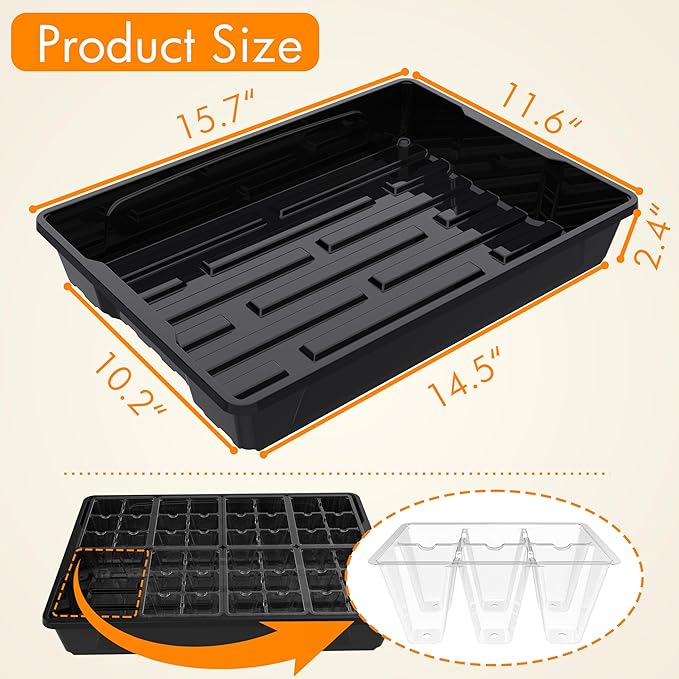Gardzen 10 Pack Seed Trays Reusable Plant Grow Trays Ideal for Seed Starting Microgreens Indoor Gardening and Greenhouse Plant Nurseries - No Drain Holes 15.7 x 11.6