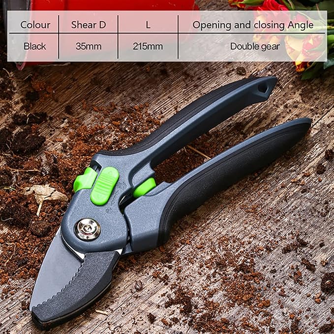 Gardening Tools Heavy Duty Plant Trim Horticulture Hand Pruner Cut Secateur Shrub Garden Scissor Tool Anvil Branch Shear Orchard Pruning Shears for Fruit Trees (Color : Black)