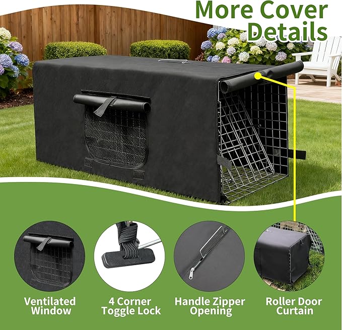 Live Animal Trap Cage with Cover Cat Trap for Stray Cats 42 Inch Heavy Duty Folding Skunk Traps with Real Door for Raccoons Opossums Groundhogs Skunks Feral Cats Squirrels