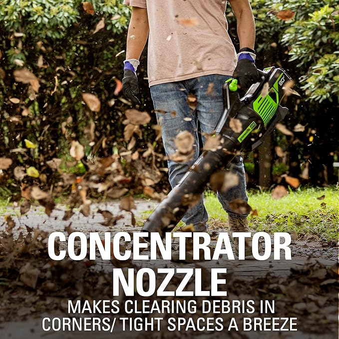 Greenworks 80V (730 CFM / 170 MPH) Cordless Brushless Axial Leaf Blower Everyday Yard Cleanup for Driveways &amp Patios Lightweight Battery and Charger not included