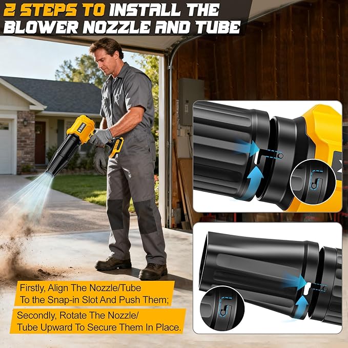 Cordless Leaf Blower Compatible for Dewalt 20V Battery(NO Battery) Mini Turbo Jet Blower with 2 Nozzles Lightweight &amp One-Hand Use for Patio Garage Yard Shop Cleaning Car Dryer(Tool Only)