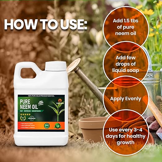 100% Pure Cold-Pressed Neem Oil – Multi-Purpose Natural Neem Oil Extract (32OZ)