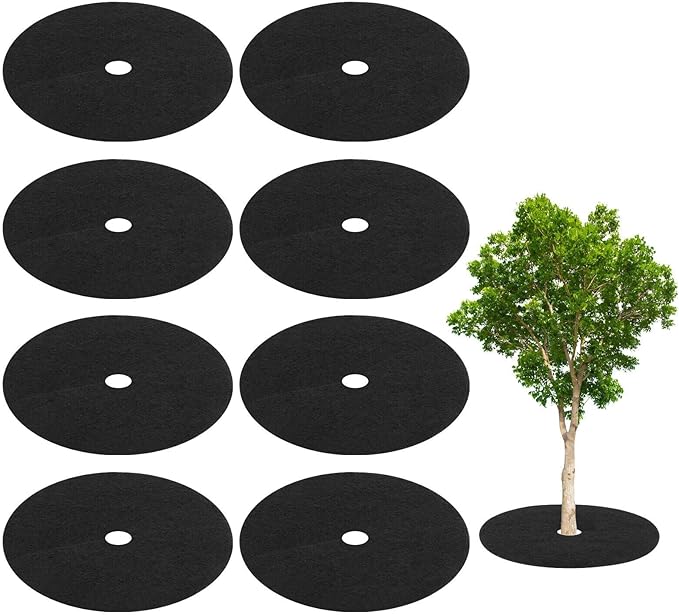 Home and Garden Parts 8 Pack Tree Cover Ring 28.3 Inch Tree Protector Apply to Weed Fabric Black #CN/251024/11952