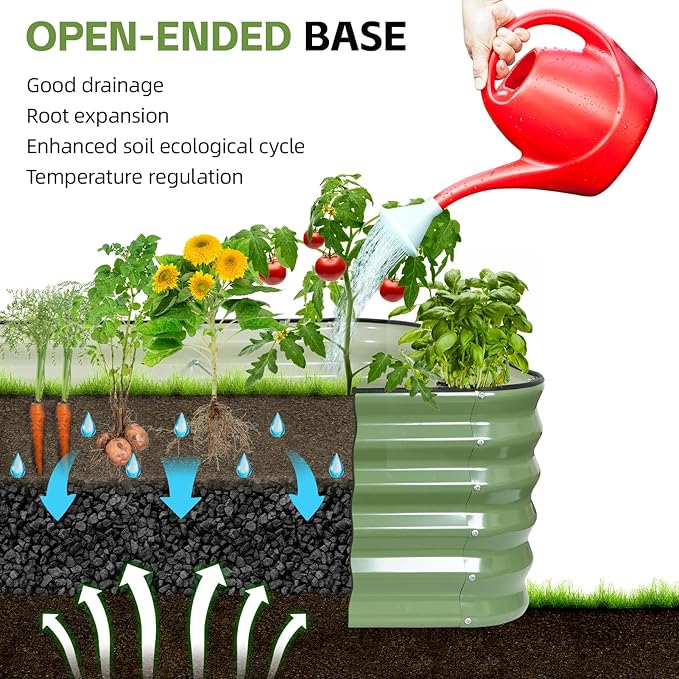 GoCampDriect 6IN1 Raised Garden Bed - 8x3x1.4ft Galvanized Raised Garden Boxes Outdoor Corrosion Resistant | Variable Shape 9x2x1.4ft Metal Raised Garden Beds for Planting Vegetable Fruits Flower