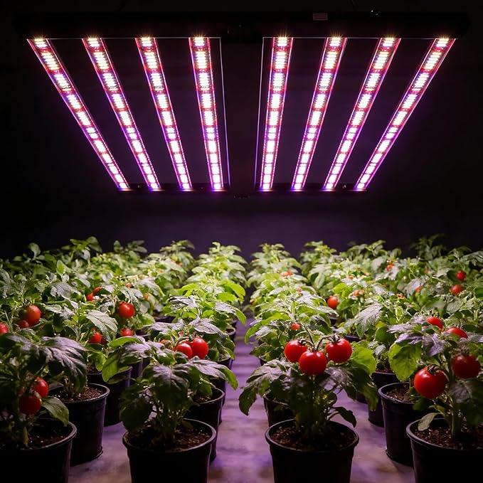 Garvee 600w 8-Bar LED Grow Light with Dimmable Full Spectrum - Foldable Design for 4x4Ft Coverage - 120v Commercial Plant Growing Lamp for Indoor Gardens &amp Vertical Farming