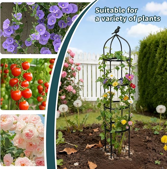 2 Pack Garden Obelisk Trellis for Climbing Plants Outdoor Plant Trellis Garden Tower Trellis for Potted Plant Climbing Flowers Vegetable Cucumber Trellis