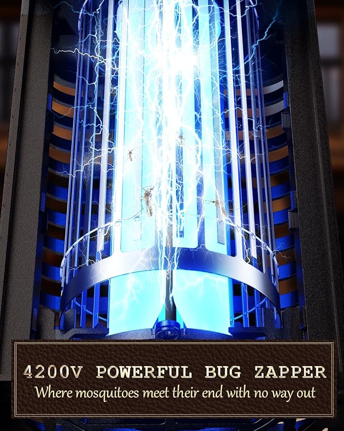 Minimoon Bug Zapper Outdoor with Dual LED Lights 15W Mosquito Zapper 4200V Electric Fly Trap Western Theme IPX4 Waterproof 5.9 Ft Cord Fly Zapper for Backyard Patio Indoor