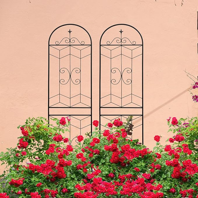 4 Pack Metal Garden Trellis 19.7 x 86.7 Rustproof Black Outdoor Plant Support