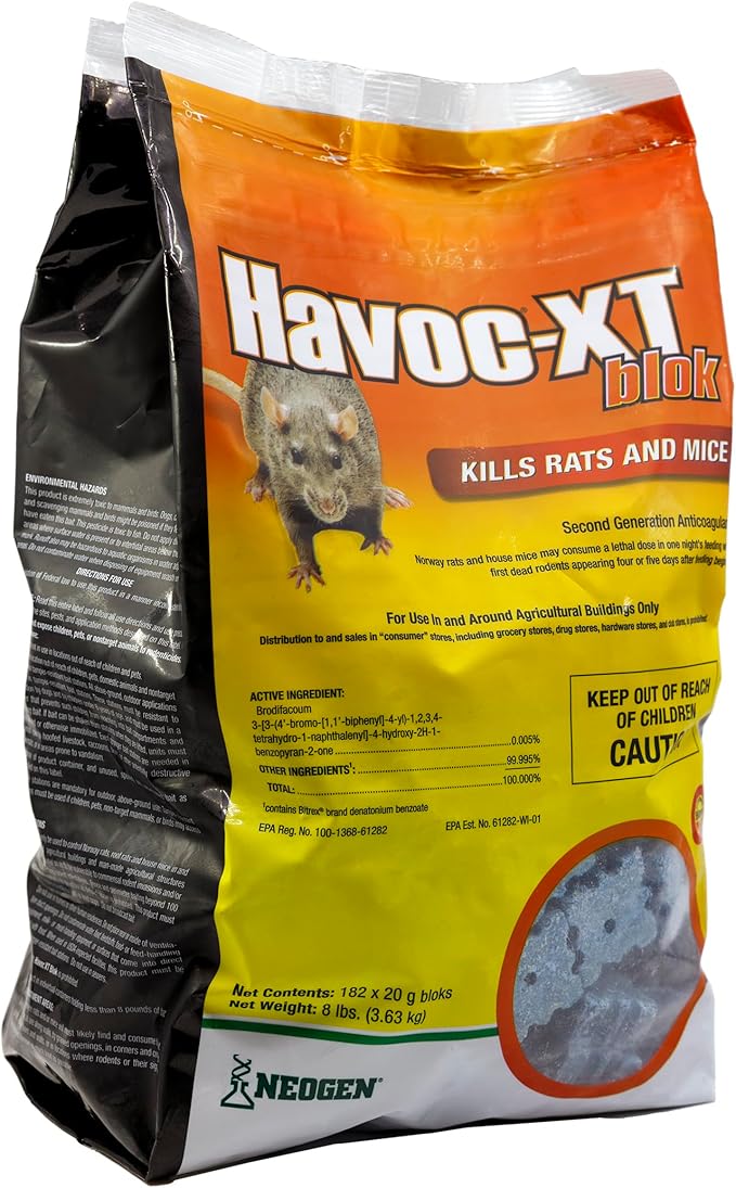 Neogen RODENTICIDE Havoc XT Rat Bait Block Pouch 8-Pound (00595) blue