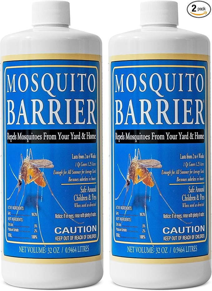 Liquid Garlic Mosquito Repellent Concentrate 32 fl oz (2 Pack) – Professional Outdoor Treatment for Lawns Landscapes &amp Perimeter Areas – Yard &amp Home Mosquito Protection