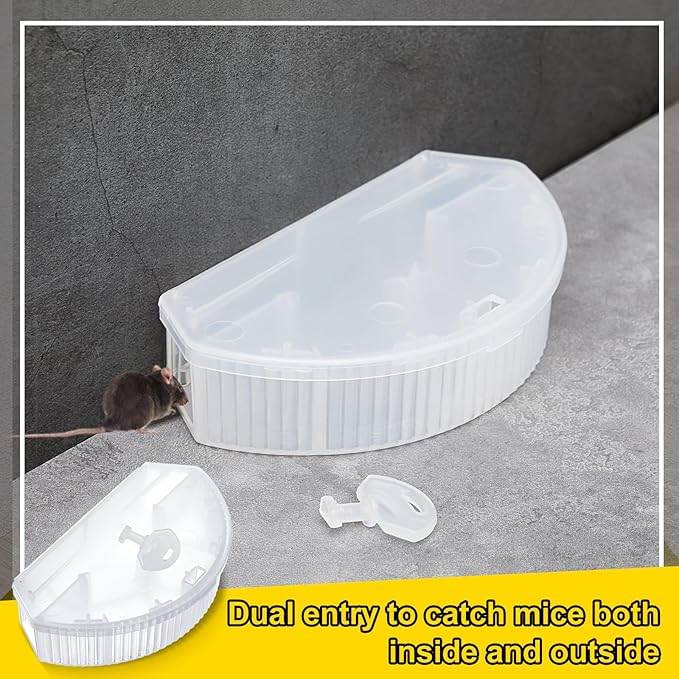 Qualirey 12 Pcs Mouse Station with Keys Mice Bait Stations Waterproof Indoor Outdoor Traps Boxes Bait Not Included Suitable for Small (Translucence)