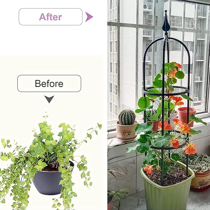 Garden Trellis for Climbing Plants Garden Tower Obelisk Trellises Rustproof Metal Potted Plant Climbing Support Large Garden Trellis Plant Supports for Climbing PlantsBlack20 * 150cm