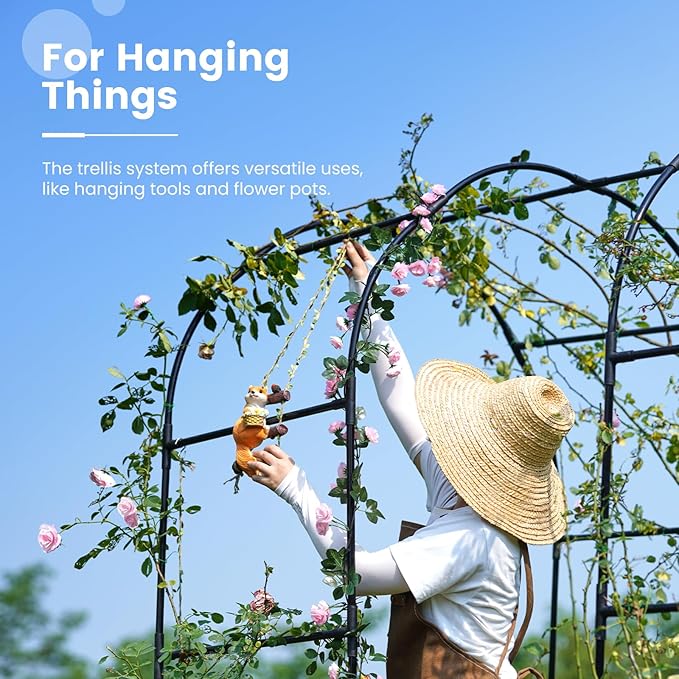KING BIRD Raised Garden Bed with Arched Trellis Galvanized Planter Garden Box Outdoor for Gardening Climbing Vegetables Flowers 7.87x3.94x0.98 Ft 2PCS Silver
