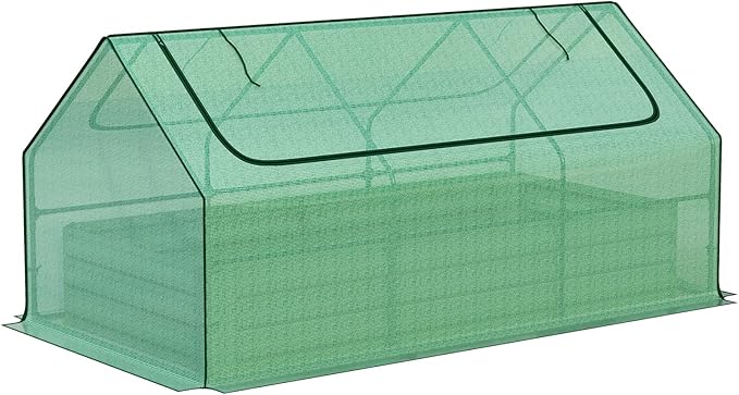 BPS Raised Garden Bed Set 6x3x1 FT Metal Bottomless Flower Bed with PE Cover for Outdoor Planting Green
