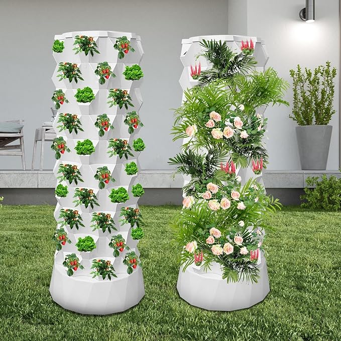 Hydroponics Growing Tower | 80 Slots Hydroponics Farming Tower - Hydroponic Growing Kit Hydroponic Fruit Tower with Water Pump for Strawberries
