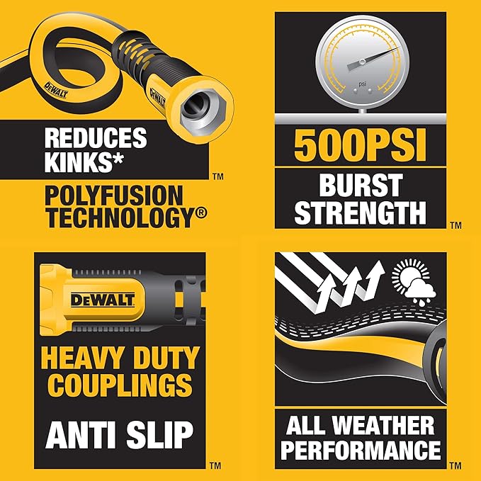 DEWALT Professional Grade Heavy Duty Garden Hose 50 Feet x 5/8 Inch