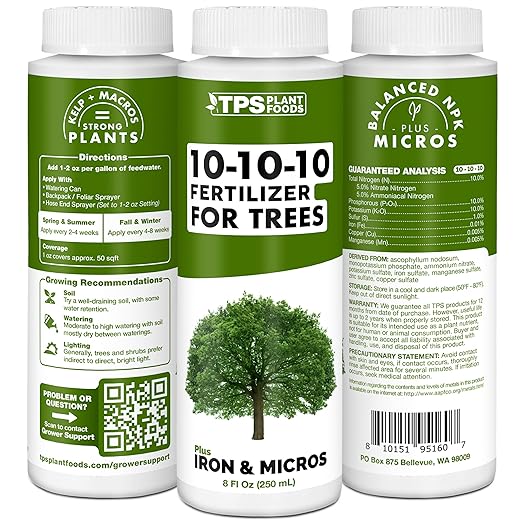 Liquid 10-10-10 Fertilizer for Trees and Shrubs – Balanced NPK Plus Iron and Micros for Stronger Growth and Healthy Roots 32 oz