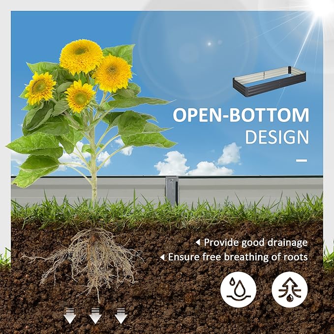 Galvanized Raised Garden Bed 7.9' x 3' x 1' Metal Planter Box for Growing Vegetables Flowers Herbs Succulents Gray