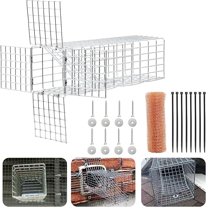 One Way Squirrel Door Excluder 11 × 3 × 3inch Humane Squirrel Trap Rodents Excluder for attic roof Includes Full Installation Kit with Screws Pressure Plate Cable tie &amp Copper mesh
