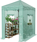 Greesum 6x4 FT Portable Small Greenhouse with PE Cover Zippered Door and 2 Roll-up Windows Easy Assemble(Green)