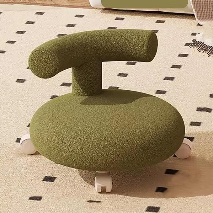 Rolling Stool Pulley Stool Universal Wheel Low Stool Home Lazy Rolling Stool Back Small Chair Swivel Caster Wheels Pu Leather Small Stools for GardeningHome (Color2 30 * 37 * 32cm)