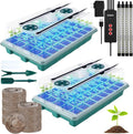 2 Packs 80 Cells Seed Starter Trays Kit with 4 Grow Light Seed Starter Kit Seedling Starter Trays with Humidity Dome and 80 Pcs Peat Pellet for Garden Seeds Propagation Seedlings
