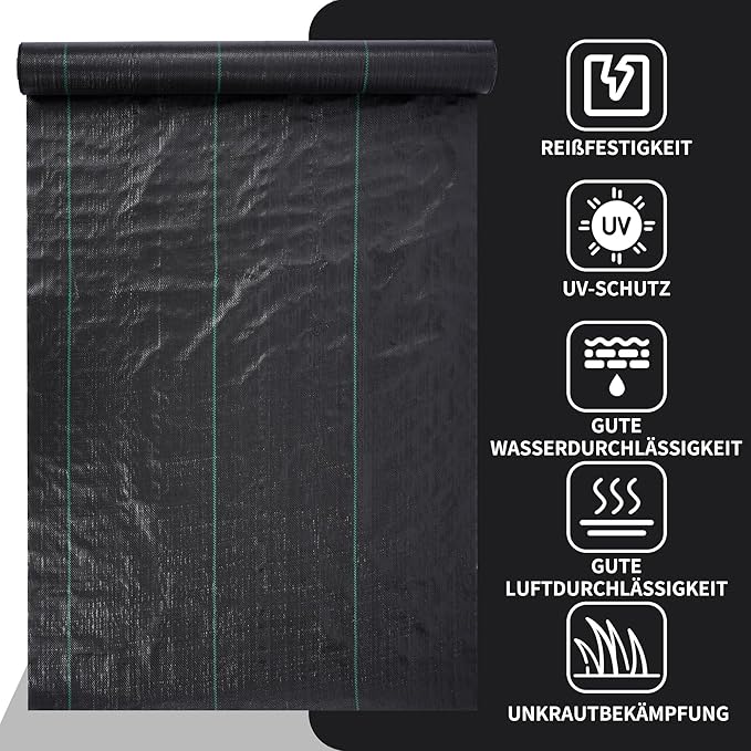 70g/2.46oz Driveway Fabric Heavy Duty Woven Landscape Fabric Garden Weed Barrier Fabric Weed Control Fabric Geotextile Fabric for Landscaping Ground Cover Weed Block Gardening Mat(1.5*10m)
