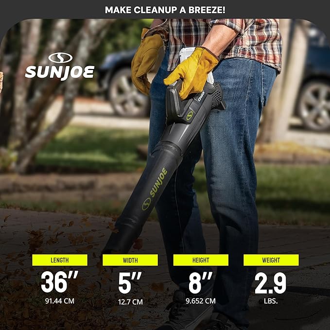 Sun Joe 24-Volt Cordless Compact Turbine Leaf Blower 100 MPH Air Speed 280 CFM Airflow