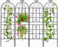 YOBAZAN 4 Pack 72x20in Rustic Iron Arch Decoration Garden Trellis with Black Metal Coating – Perfect for Supporting Climbing Plants Outdoor Roses Vines Flowers and Vegetables.