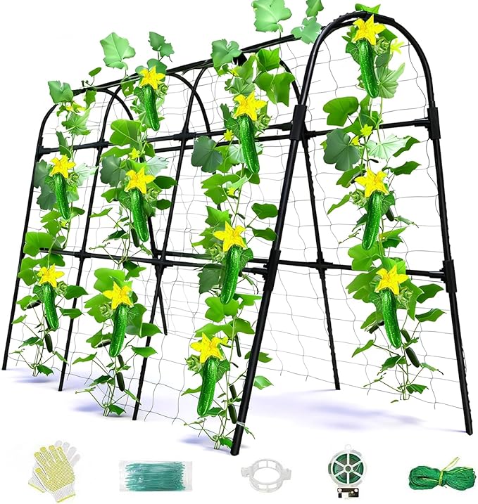 Cucumber Trellis for Raised Bed U-Shape Garden Arch Metal Support for Climbing Plants Metal Arch Plant Support Vegetables Trellis Plant Support for Vine Outdoor (Black 47*30*47inch(L*W*H))