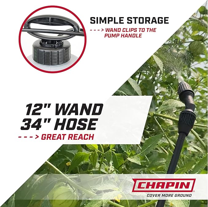 Chapin 16109 Pump Sprayer 1‑Gallon Lawn &amp Garden Translucent Poly Tank Adjustable Cone Nozzle Ergonomic Handle &amp in‑Tank Filter for Herbicides Pesticides Fertilizers &amp Cleaning Task