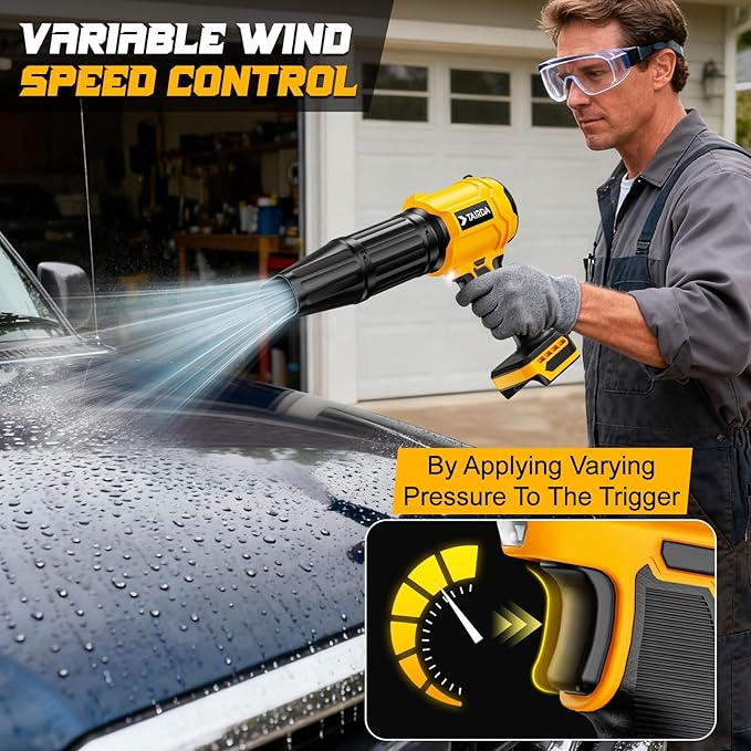 Cordless Leaf Blower Compatible for Dewalt 20V Battery(NO Battery) Mini Turbo Jet Blower with 2 Nozzles Lightweight &amp One-Hand Use for Patio Garage Yard Shop Cleaning Car Dryer(Tool Only)